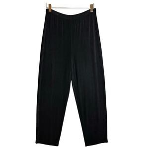 Chico’s Travelers Black Slinky Pants Women’s Large Short Wide Leg Minimalist